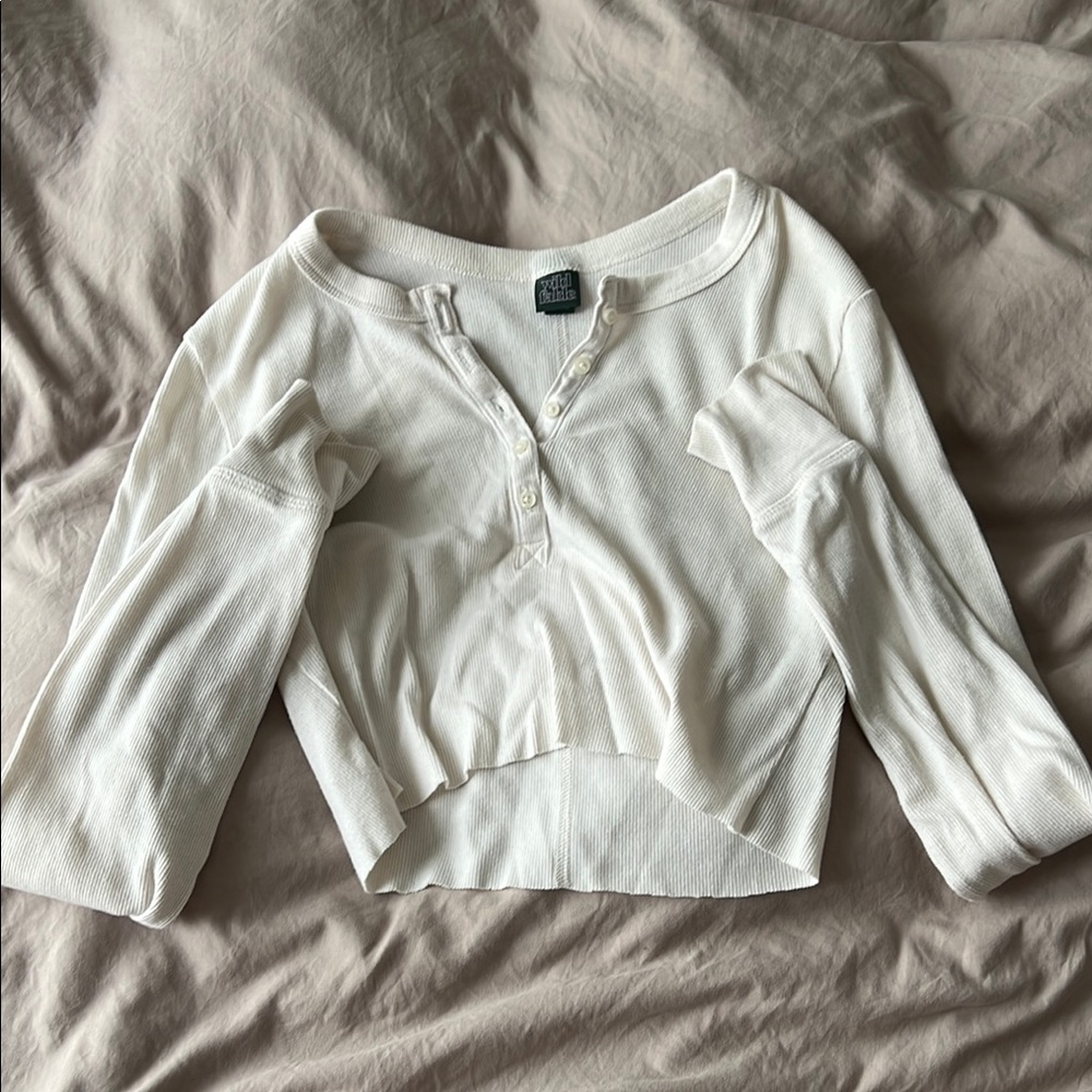 WILD FABLE White Long Sleeve Henley Top